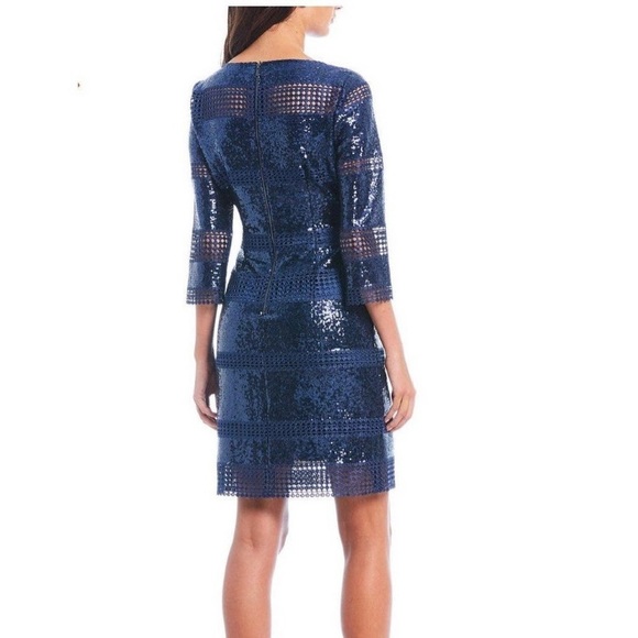 NWOT Alex Marie Navy Sequin Sheath Dress - Picture 3 of 17